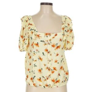 Maurices Yellow Floral Puff Sleeve Blouse